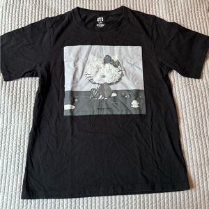 Uniqlo Black Graphic Tee with Artistic Print